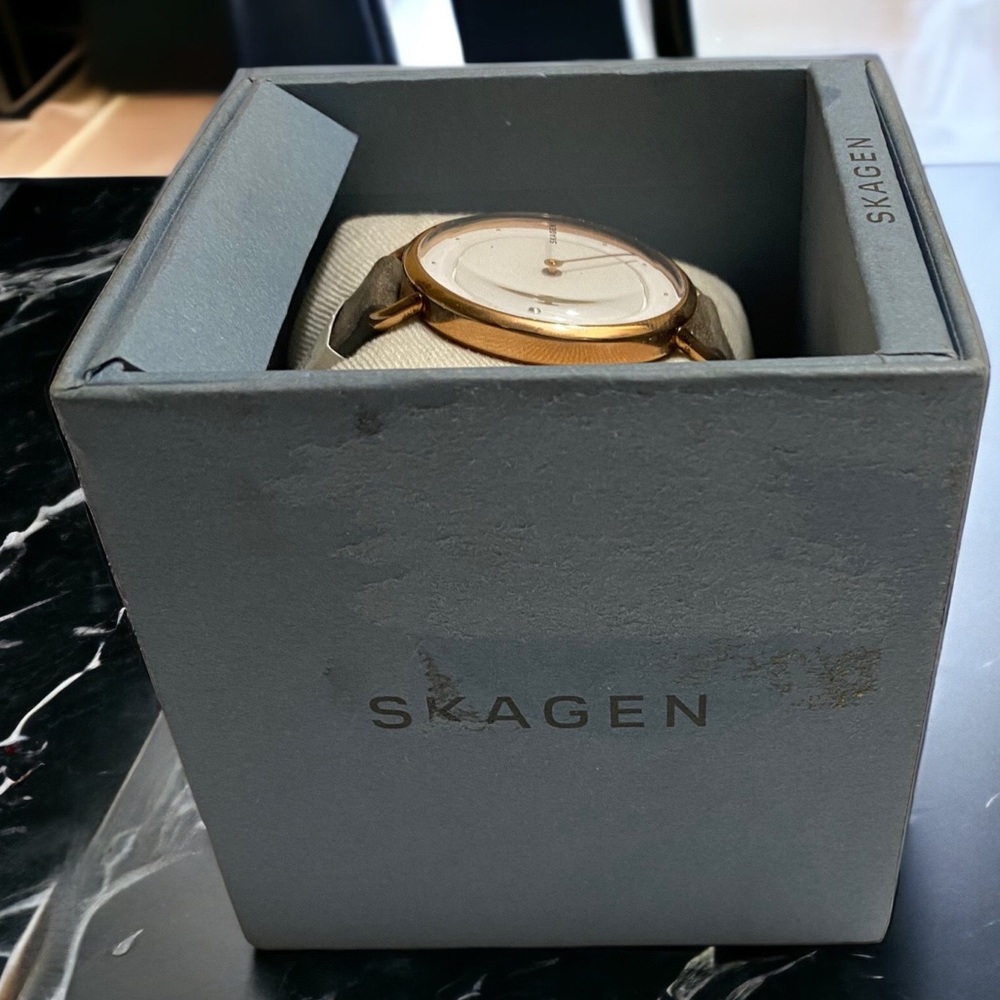 Skagen Horisont Special-Edition Genuine Diamond Gray Leather Watch - Picture 3 of 10